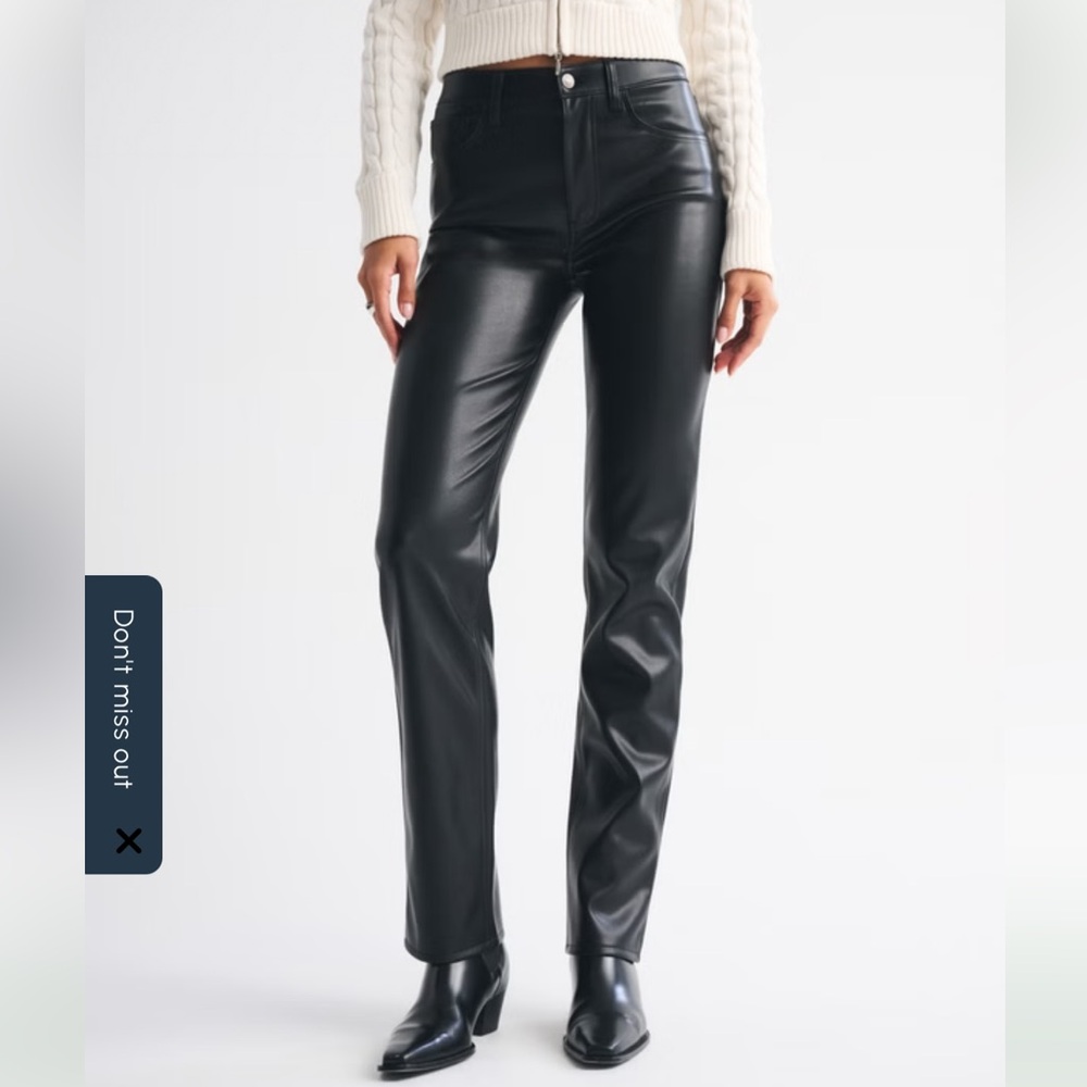 Abercrombie & Fitch vegan leather black pants like new 33 16 LONG 90s straight